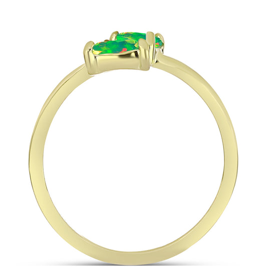 Inel din Argint 925 Placat cu Aur ( 1.78 grame ) cu Opal Verde Etiopian Lega Dembi 0.37 Carate
