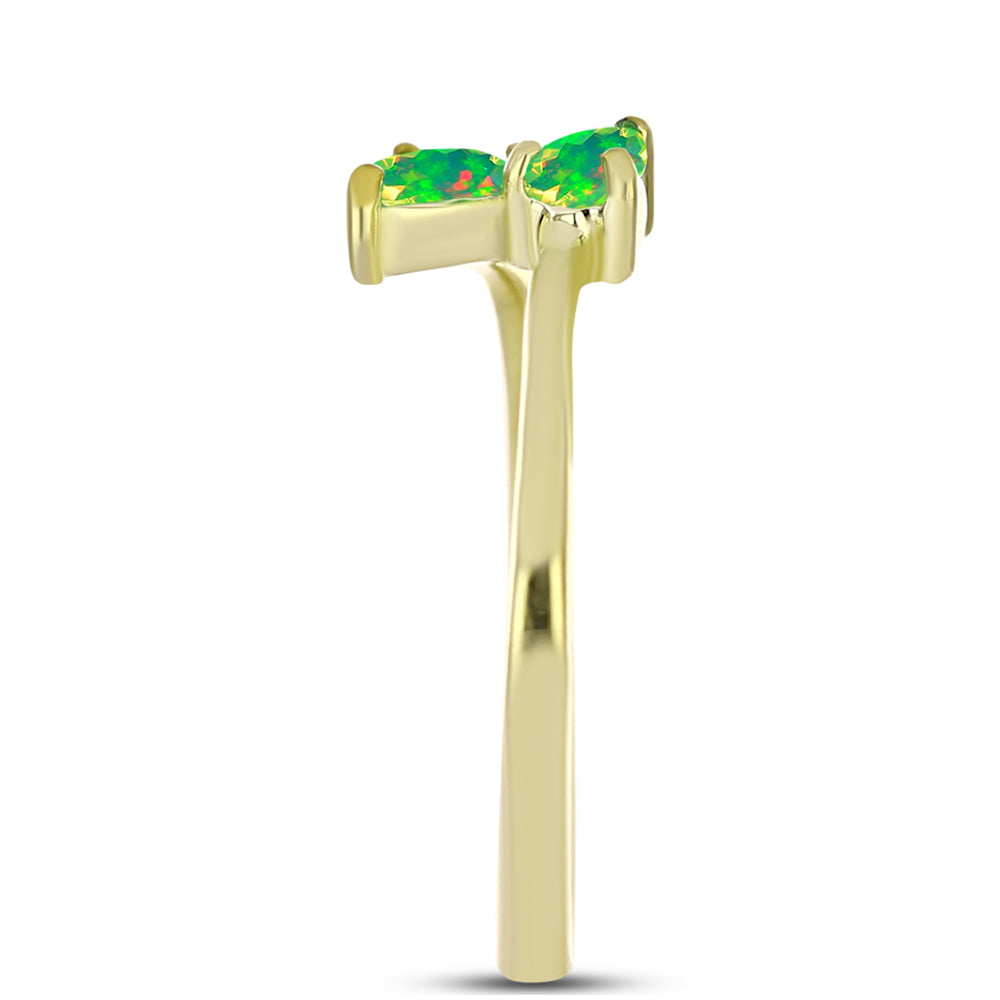 Inel din Argint 925 Placat cu Aur ( 1.78 grame ) cu Opal Verde Etiopian Lega Dembi 0.37 Carate 4 