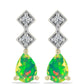 Cercei din Argint 925 Placat cu Aur ( 3.05 grame ) cu Opal Verde Etiopian Lega Dembi și Topaz Alb 1 Carate