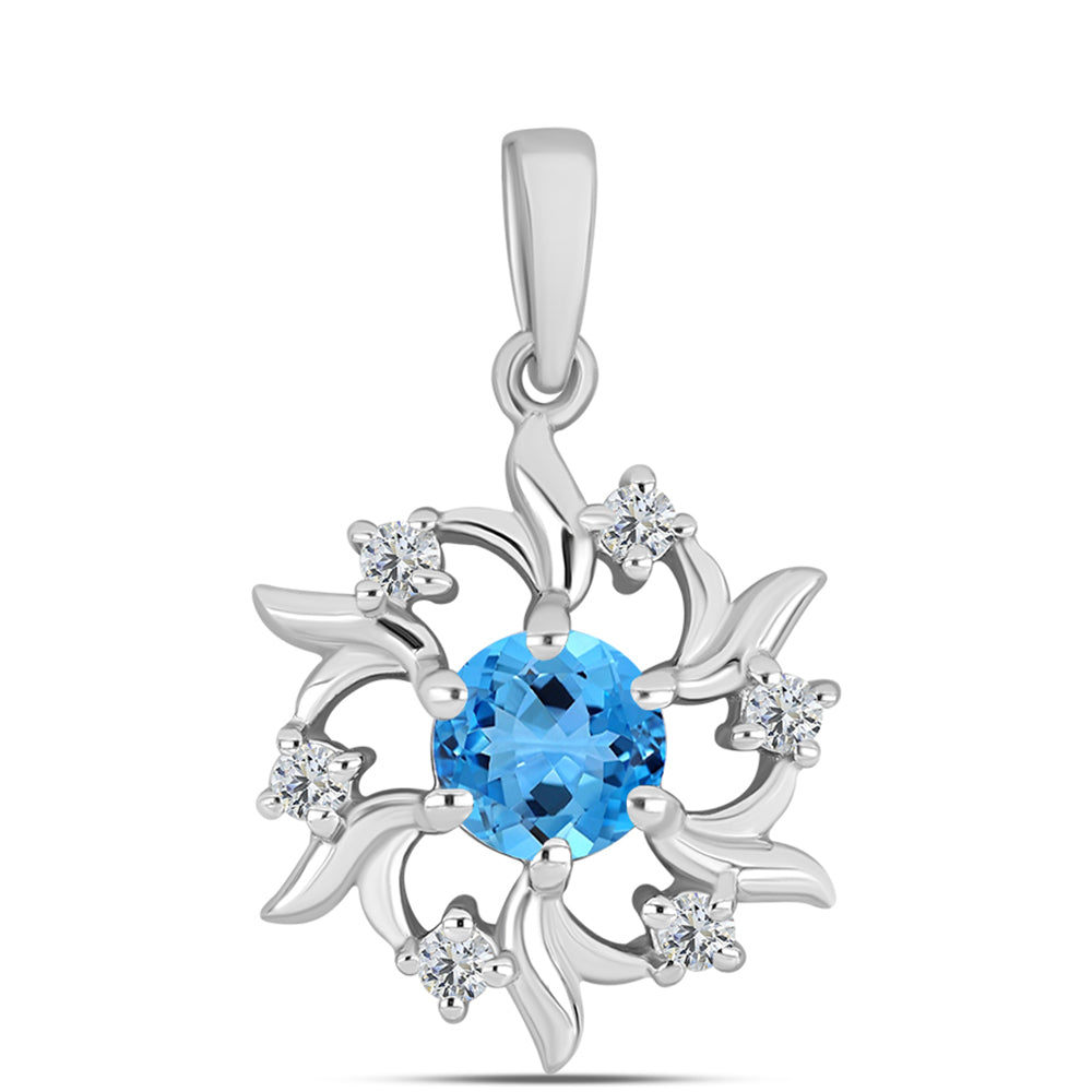 Pandantiv din Argint 925 ( 1.93 grame ) cu Topaz Swiss Blue și Topaz Alb 1.14 Carate