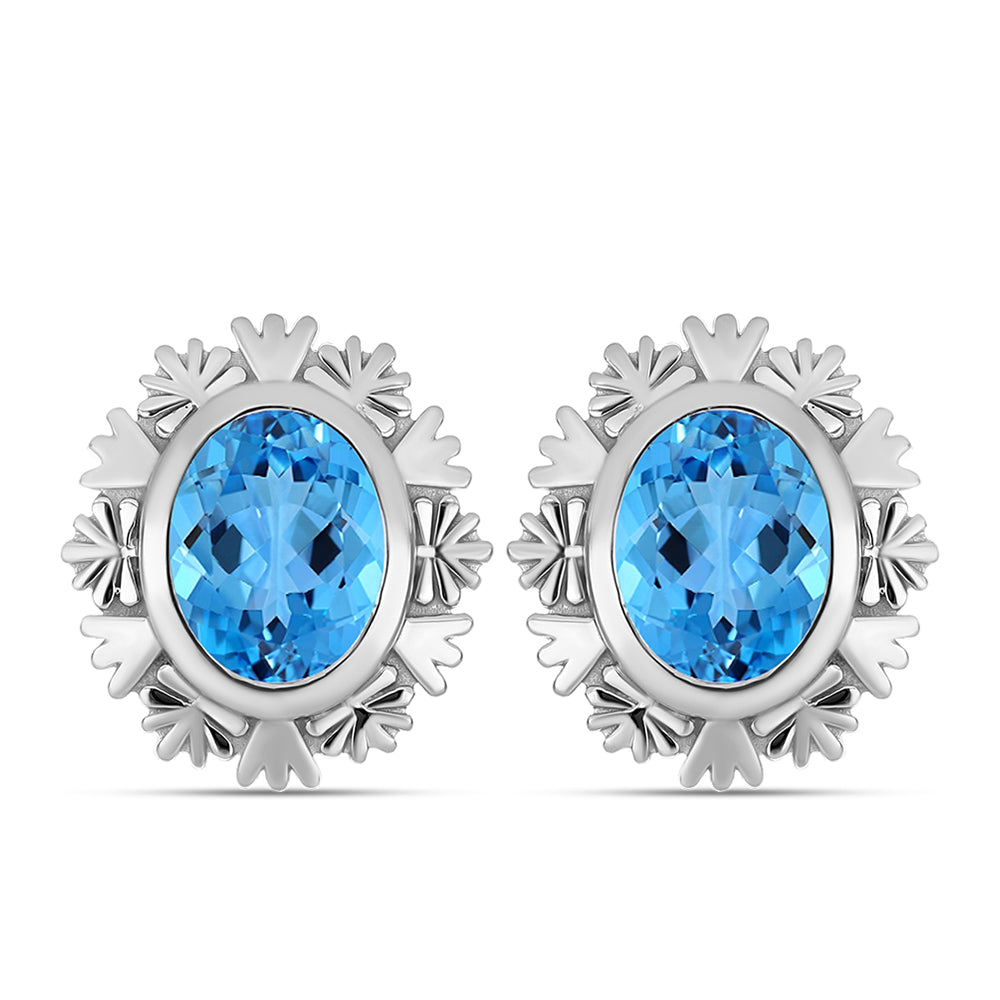 Cercei din Argint 925 ( 4.84 grame ) cu Topaz Swiss Blue 4.32 Carate