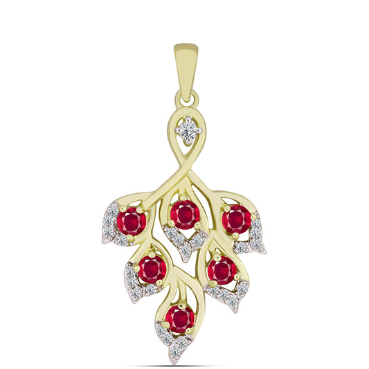 Pandantiv din Argint 925 Placat cu Aur ( 2.86 grame ) cu Rubin Malagasy și Topaz Alb 1.33 Carate