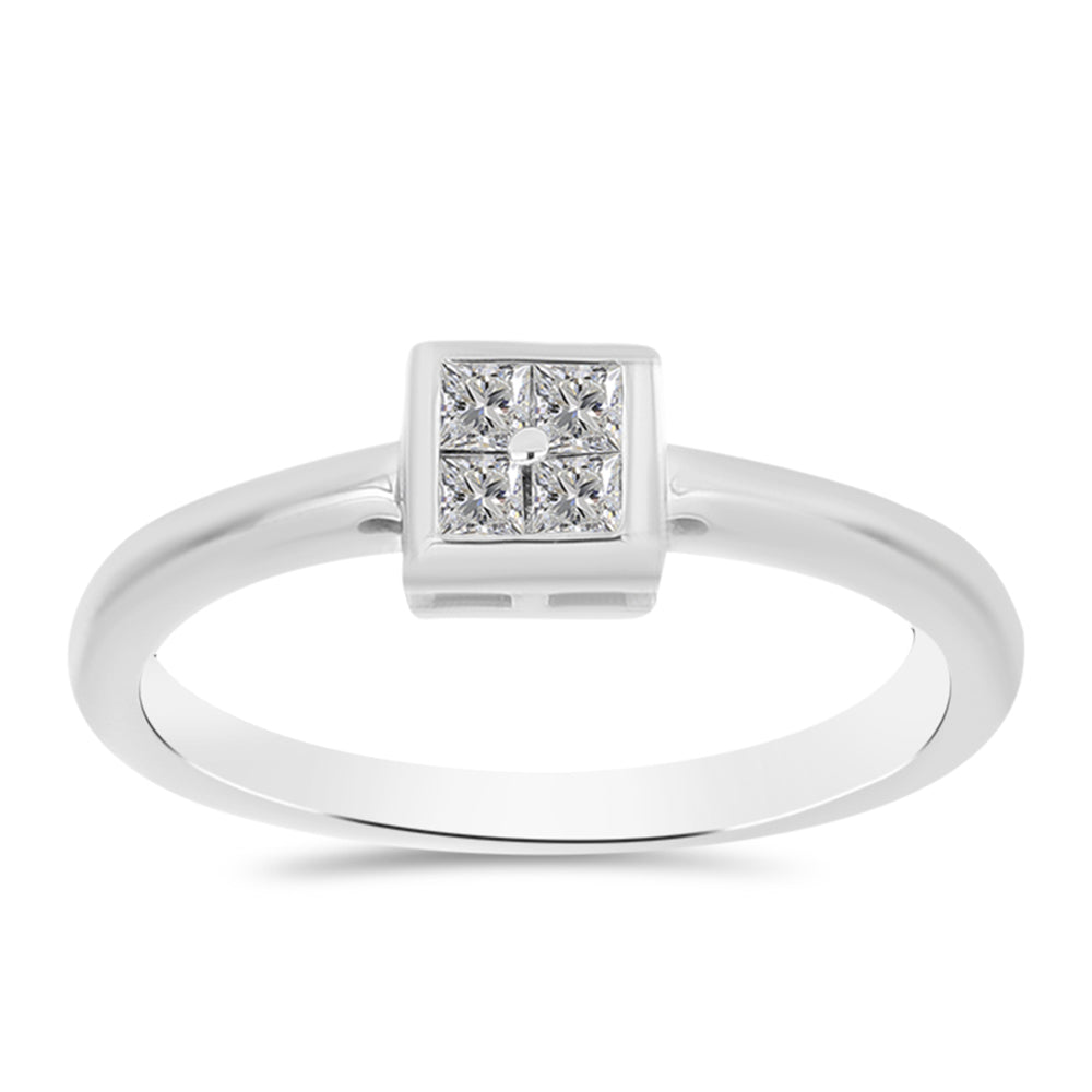 Inel din Argint 925 ( 1.95 grame ) cu Diamant Alb 0.19 Carate