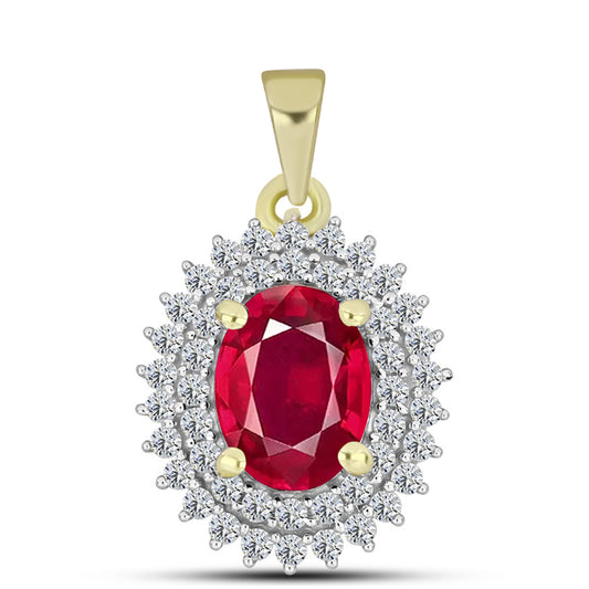 Pandantiv din Argint 925 Placat cu Aur ( 1.22 grame ) cu Rubin Malagasy și Topaz Alb 2.25 Carate
