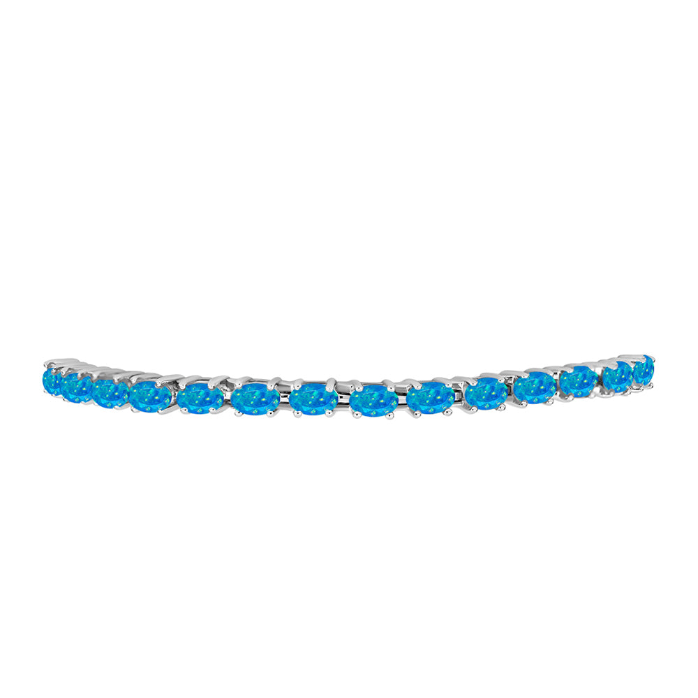 Brățară din Argint 925 ( 5.52 grame ) cu Opal Albastru Etiopian Paraiba 2.18 Carate 2 