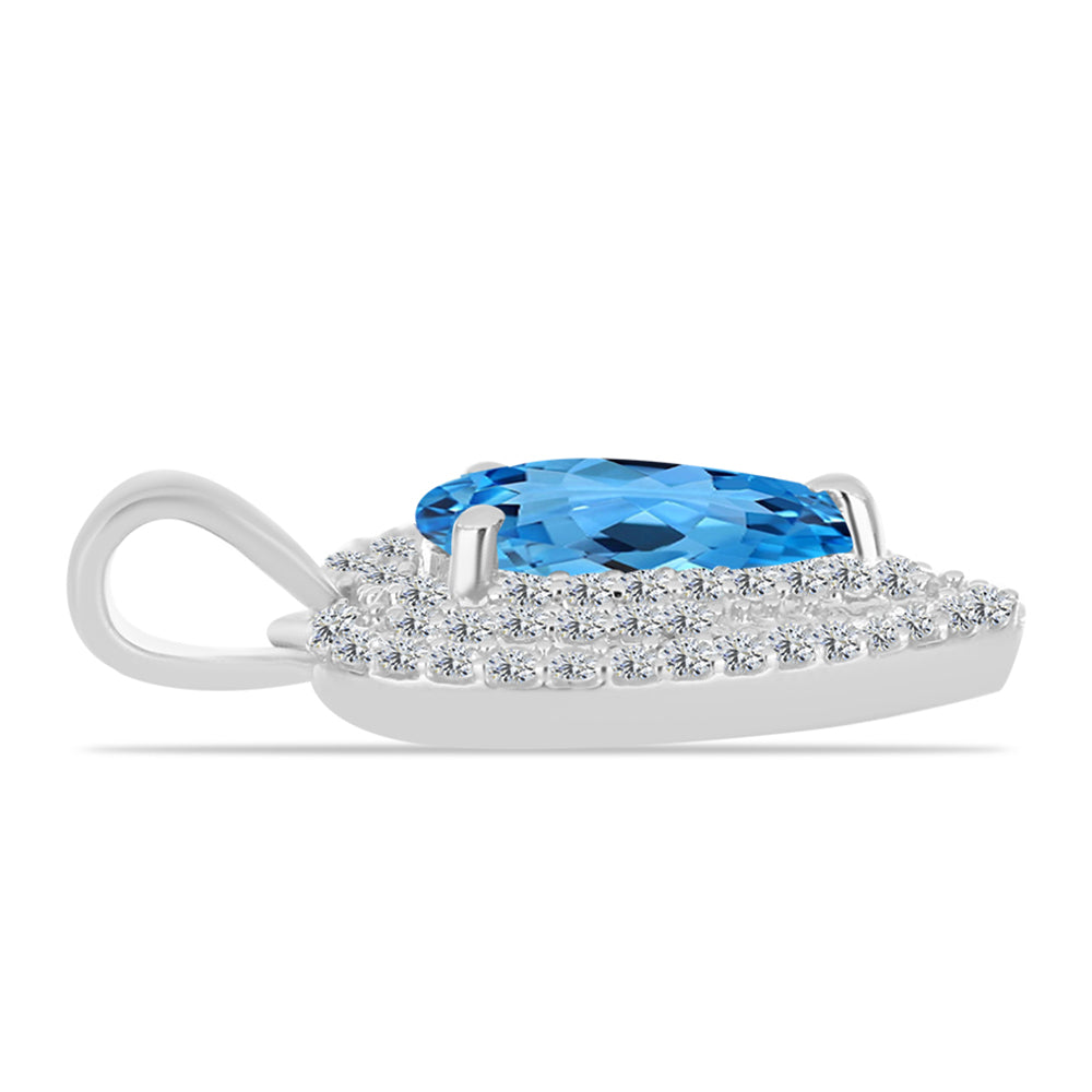 Pandantiv din Argint 925 ( 2.36 grame ) cu Topaz Swiss Blue și Topaz Alb 2.55 Carate 2 