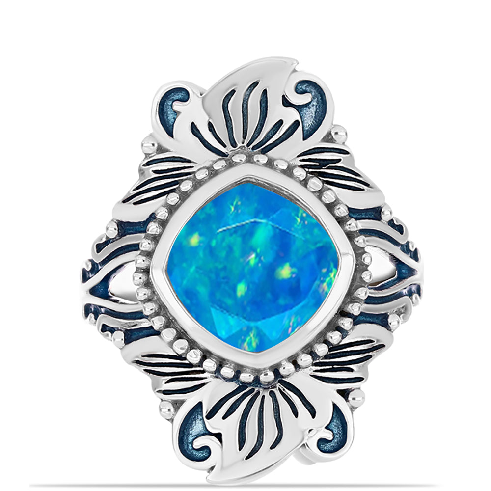 Inel din Argint 925 ( 5.87 grame ) cu Opal Albastru Etiopian Paraiba 1.44 Carate 1 