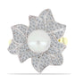 Inel din Argint 925 Placat cu Aur ( 5.26 grame ) cu Perlă de Apă Dulce Albă și Topaz Alb 3.82 Carate