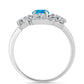 Inel din Argint 925 ( 4.35 grame ) cu Opal Albastru Etiopian Paraiba și Topaz Alb 2.31 Carate