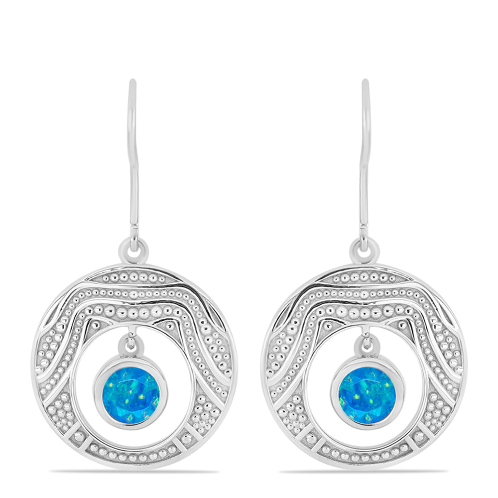 Cercei din Argint 925 ( 5.61 grame ) cu Opal Albastru Etiopian Paraiba 0.55 Carate 1 