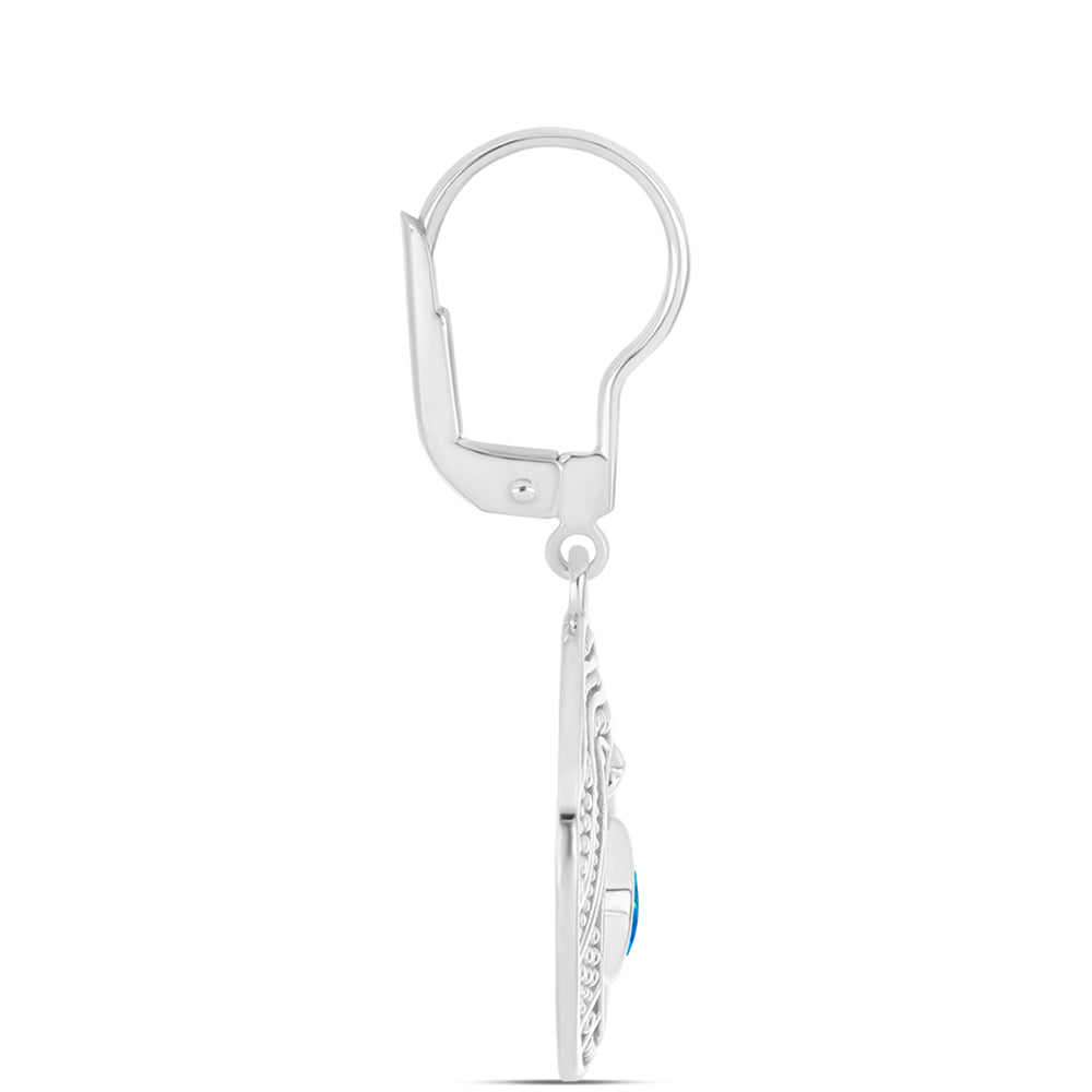 Cercei din Argint 925 ( 5.61 grame ) cu Opal Albastru Etiopian Paraiba 0.55 Carate 2 