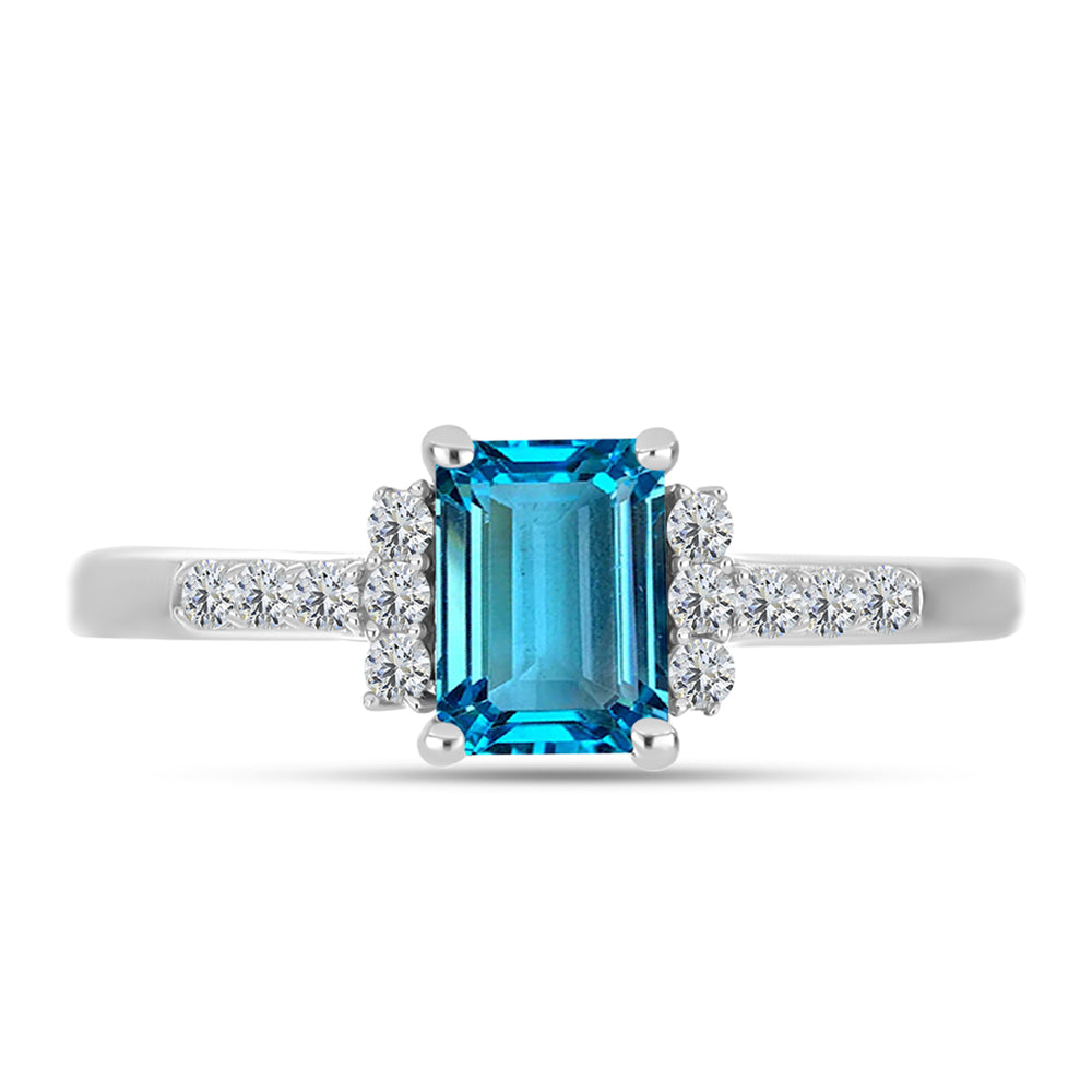 Inel din Argint 925 ( 2.24 grame ) cu Topaz Swiss Blue și Topaz Alb 1.45 Carate