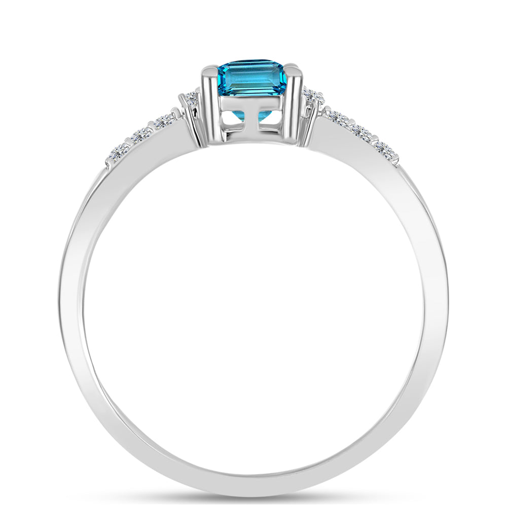 Inel din Argint 925 ( 2.24 grame ) cu Topaz Swiss Blue și Topaz Alb 1.45 Carate