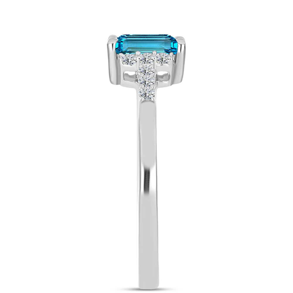 Inel din Argint 925 ( 2.24 grame ) cu Topaz Swiss Blue și Topaz Alb 1.45 Carate 4 