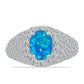 Inel din Argint 925 ( 3.87 grame ) cu Opal Albastru Etiopian Paraiba și Topaz Alb 2.97 Carate