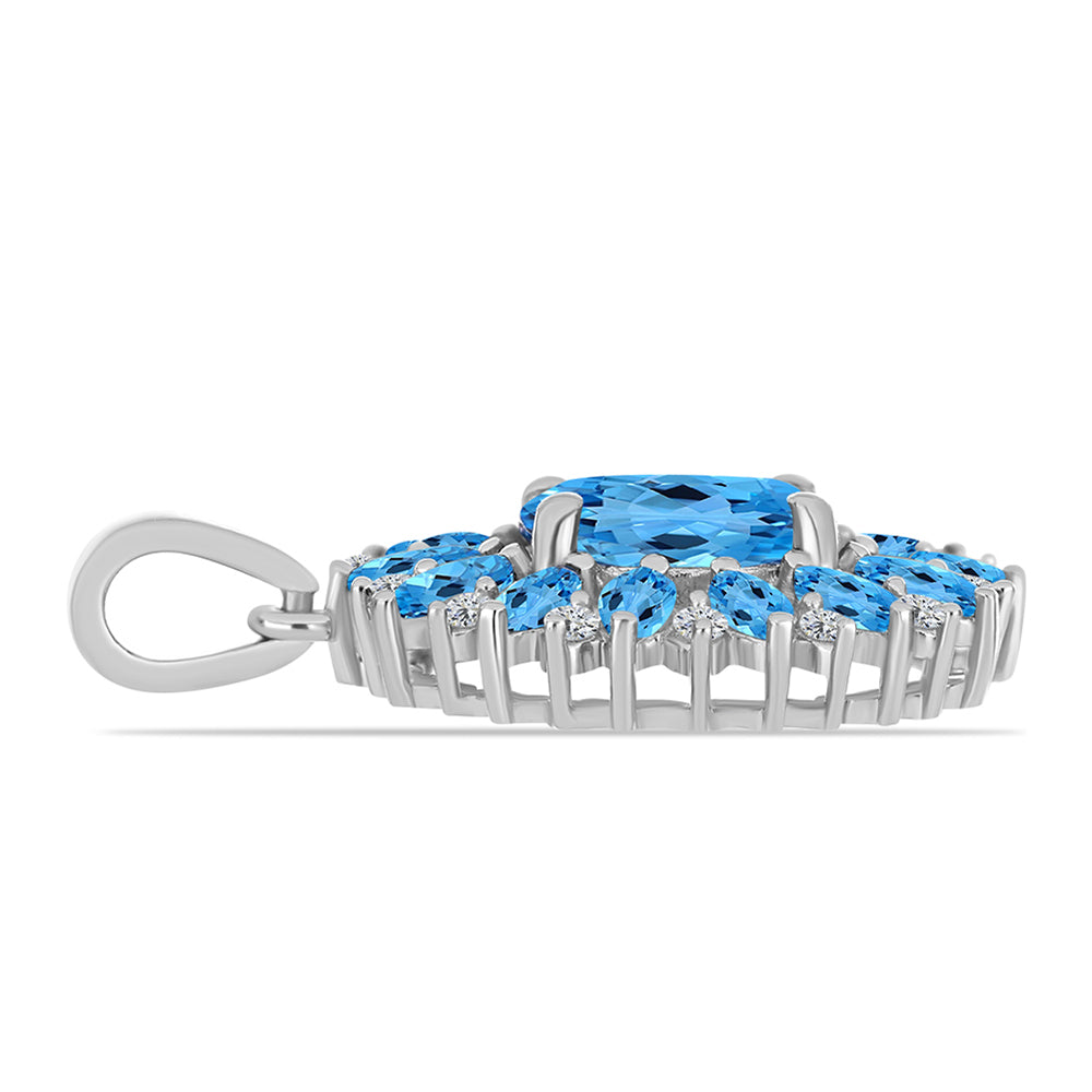 Pandantiv din Argint 925 ( 2.52 grame ) cu Topaz Swiss Blue și Topaz Alb 3.65 Carate 2 