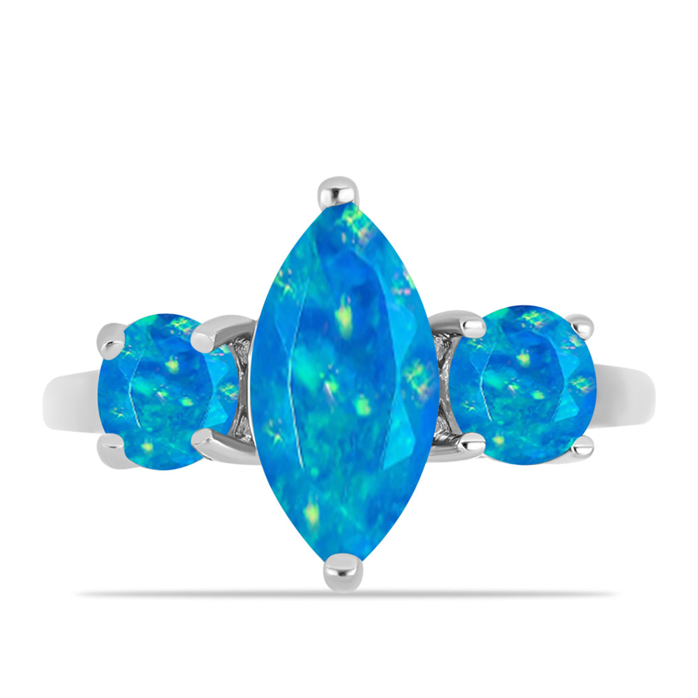 Inel din Argint 925 ( 2.06 grame ) cu Opal Albastru Etiopian Paraiba 1.5 Carate