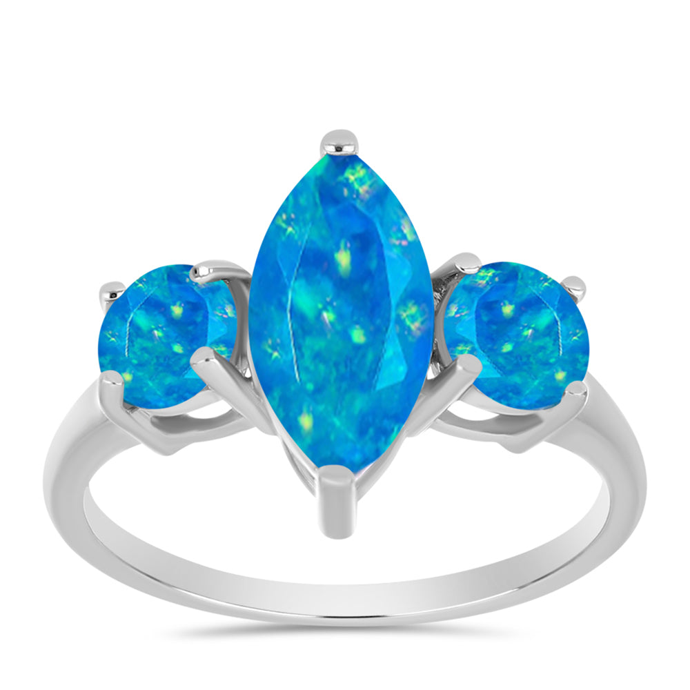Inel din Argint 925 ( 2.06 grame ) cu Opal Albastru Etiopian Paraiba 1.5 Carate 3 