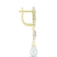 Cercei din Argint 925 Placat cu Aur ( 4.85 grame ) cu Perlă de Apă Dulce Albă și Topaz Alb 6.28 Carate