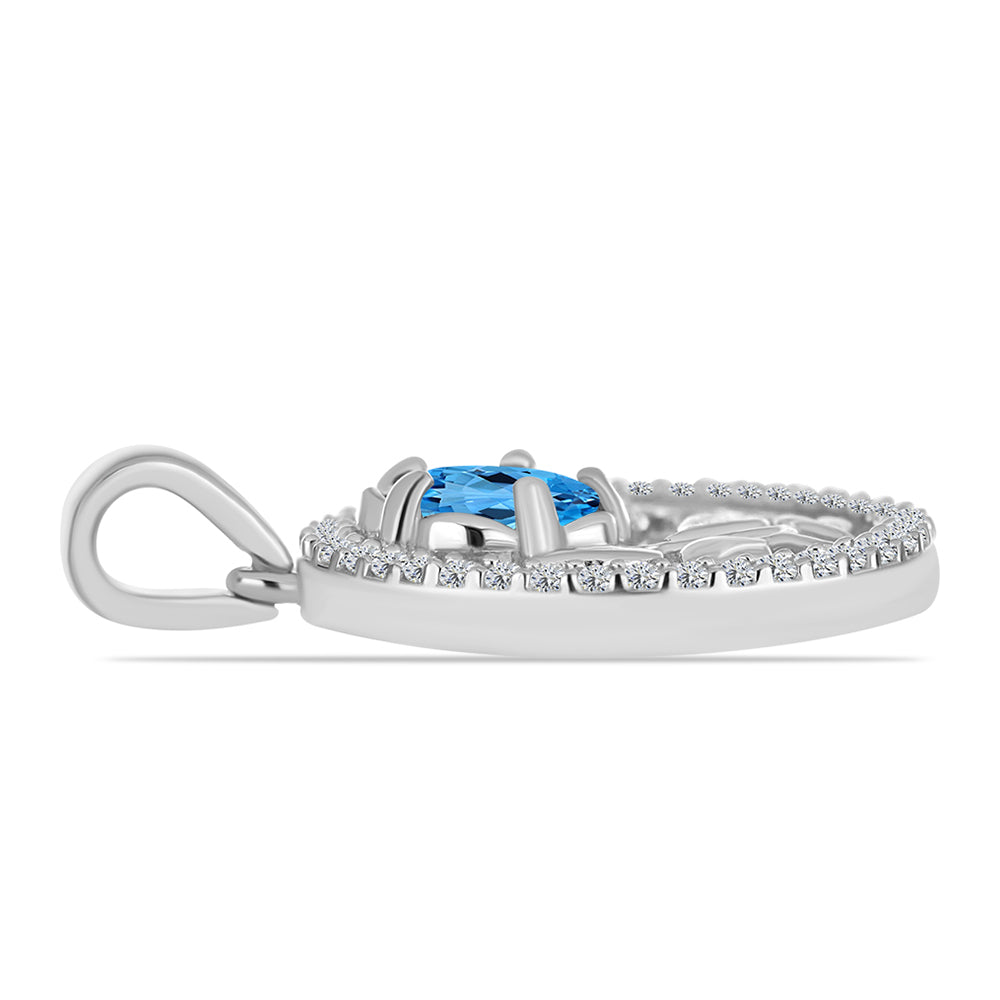 Pandantiv din Argint 925 ( 2.41 grame ) cu Topaz Swiss Blue și Topaz Alb 1.3 Carate