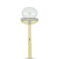 Inel din Argint 925 Placat cu Aur ( 2.19 grame ) cu Perlă de Apă Dulce Albă și Topaz Alb 3.21 Carate