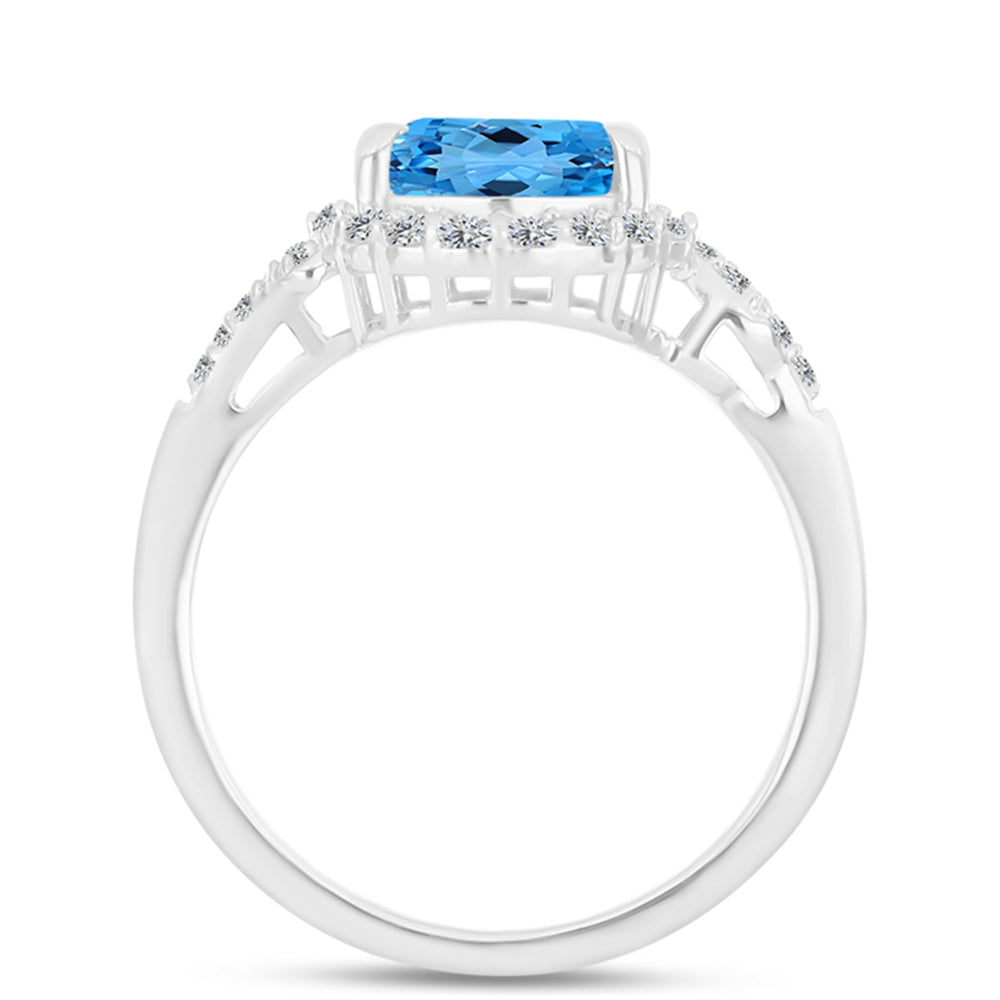 Inel din Argint 925 ( 2.79 grame ) cu Topaz Swiss Blue și Topaz Alb 3.31 Carate