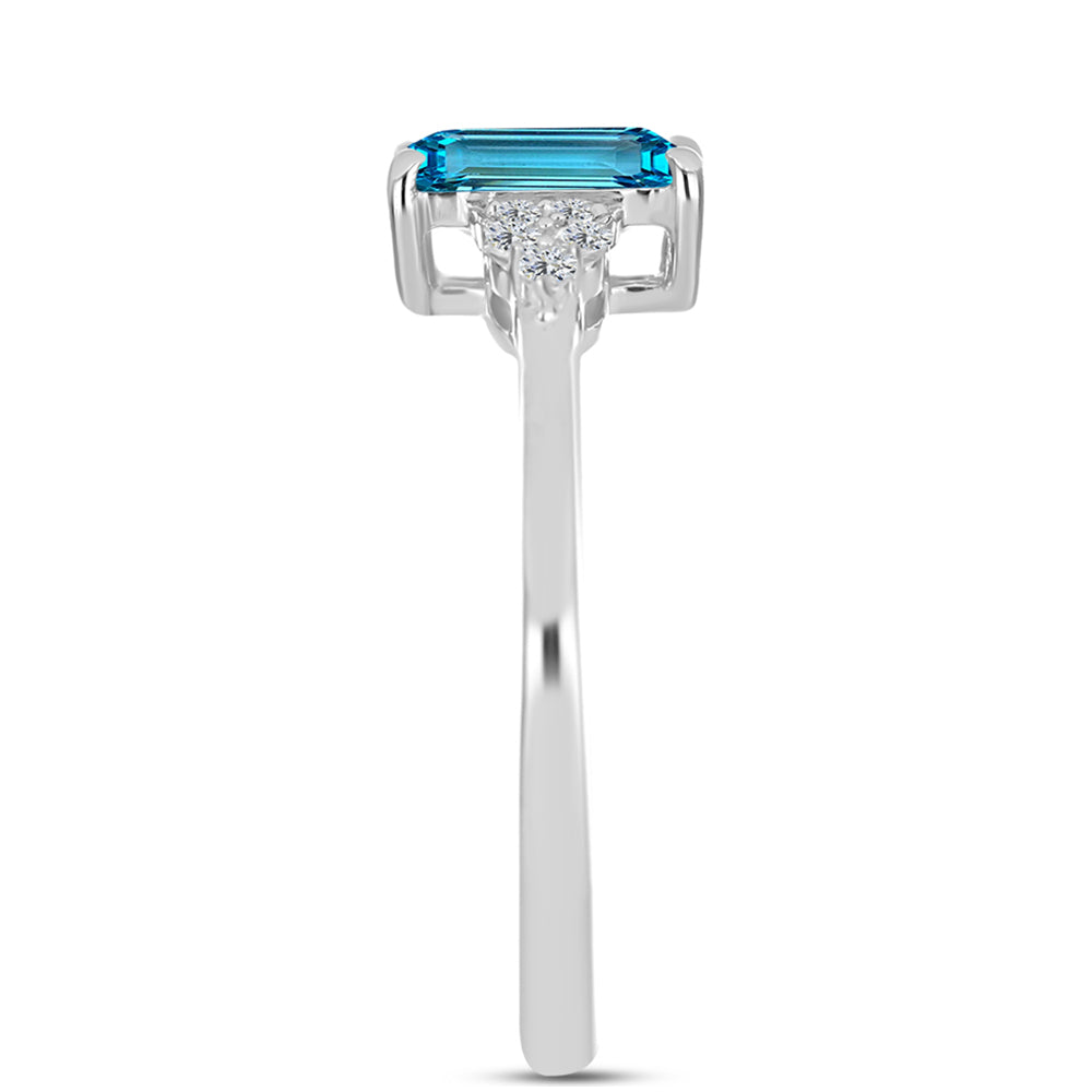 Inel din Argint 925 ( 1.97 grame ) cu Topaz Swiss Blue și Topaz Alb 1.74 Carate 4 