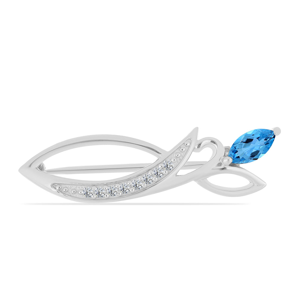 Broşă din Argint 925 ( 2.17 grame ) cu Topaz Swiss Blue și Topaz Alb 0.35 Carate 1 