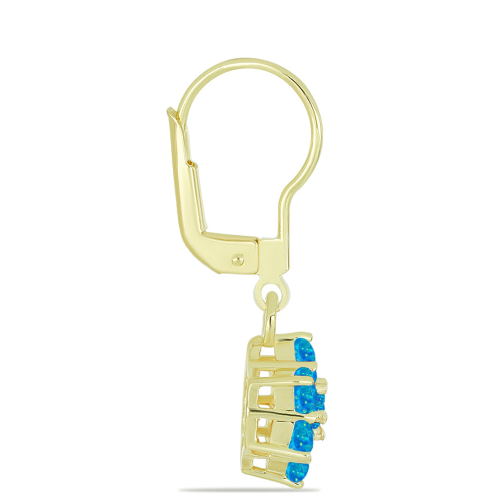 Cercei din Argint 925 ( 2.63 grame ) cu Opal Albastru Etiopian Paraiba 0.96 Carate 2 