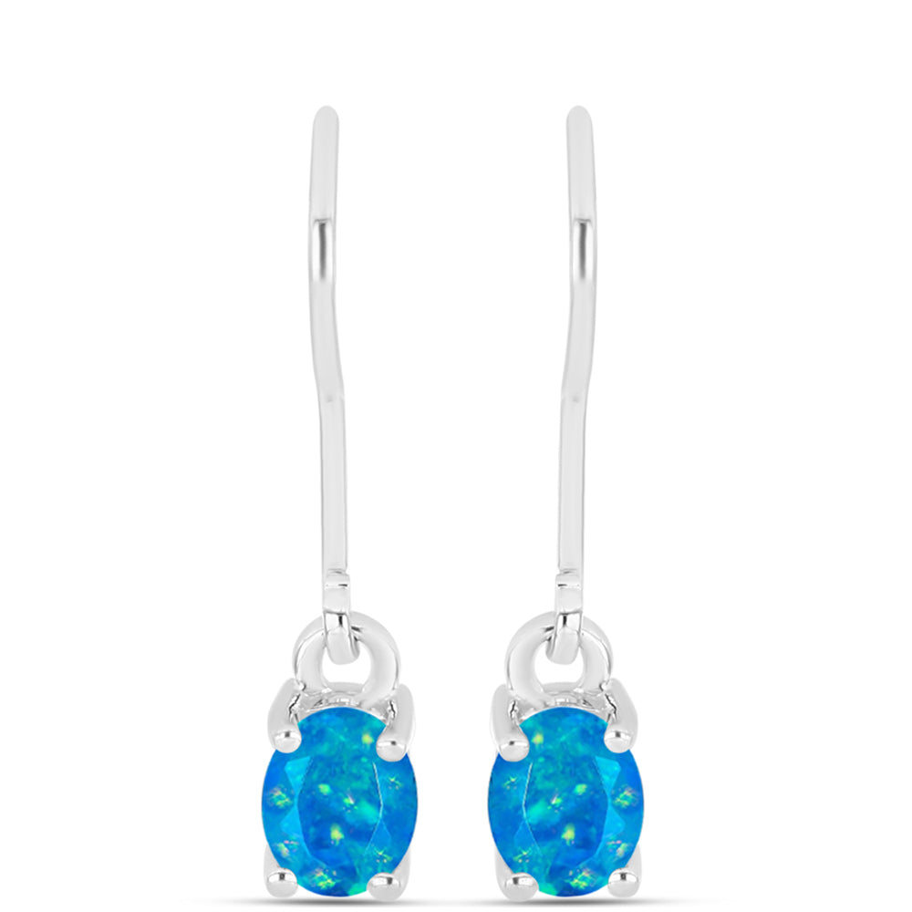 Cercei din Argint 925 ( 1.32 grame ) cu Opal Albastru Etiopian Paraiba 0.43 Carate 1 