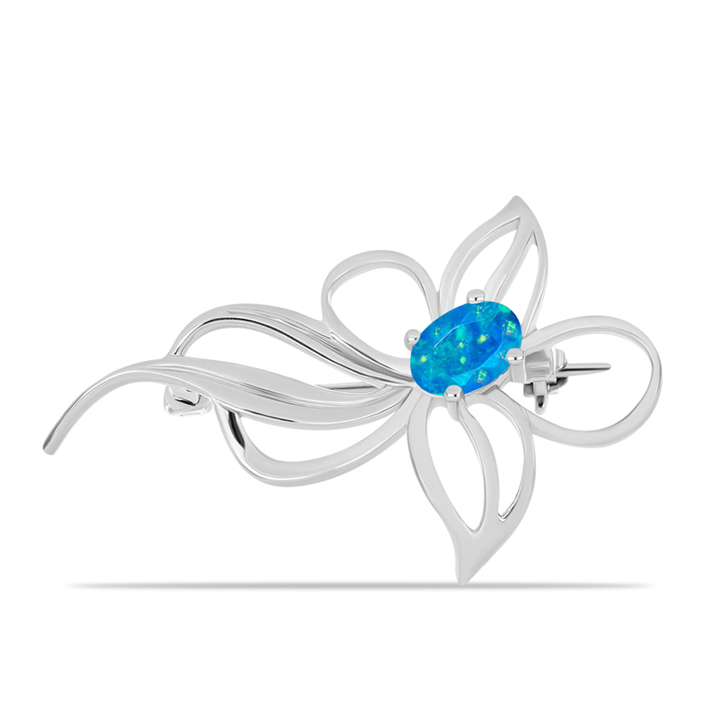 Broşă din Argint 925 ( 3.12 grame ) cu Opal Albastru Etiopian Paraiba 0.47 Carate 1 