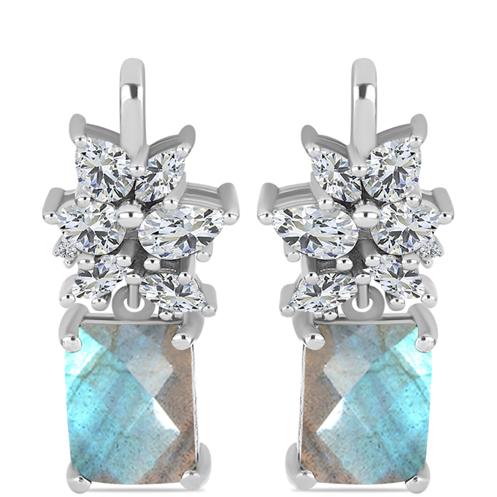 Cercei din Argint 925 ( 4.83 grame ) cu Gullgruvene Labradorit și Topaz Alb 6.17 Carate 1 