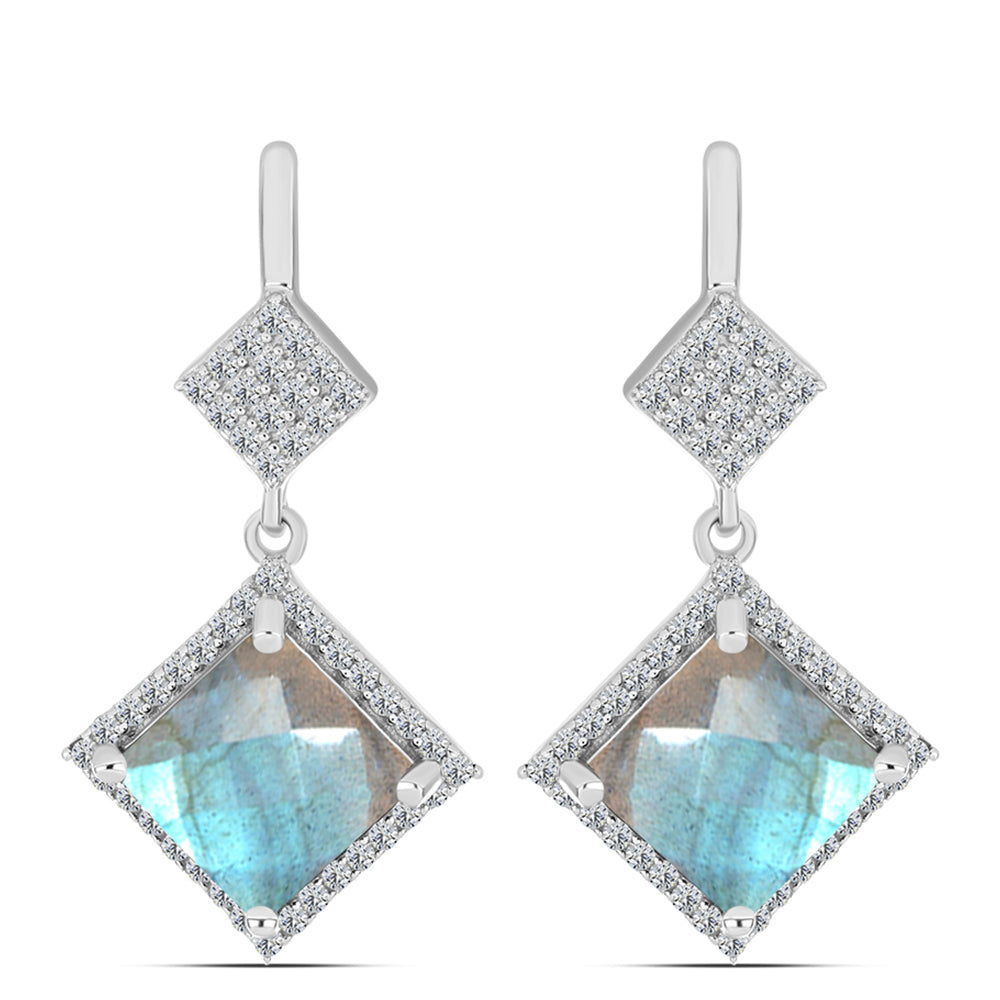 Cercei din Argint 925 ( 4.65 grame ) cu Gullgruvene Labradorit și Topaz Alb 5.65 Carate