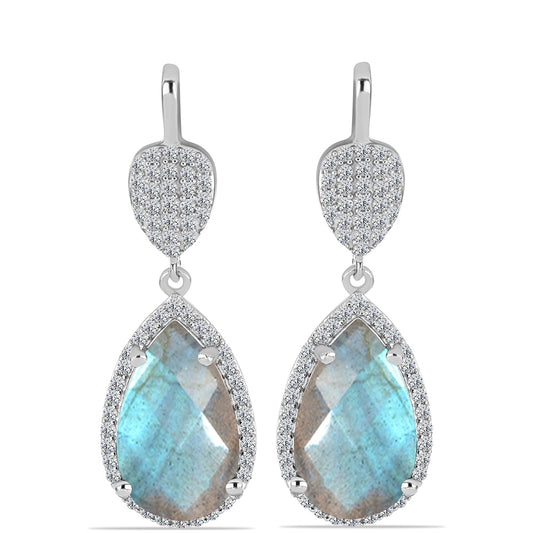 Cercei din Argint 925 ( 4.81 grame ) cu Gullgruvene Labradorit și Topaz Alb 9.31 Carate