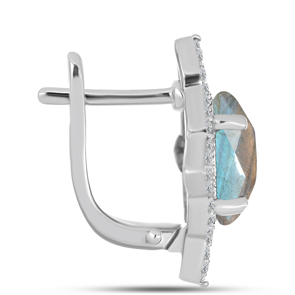Cercei din Argint 925 ( 4.24 grame ) cu Gullgruvene Labradorit și Topaz Alb 5.21 Carate 2 