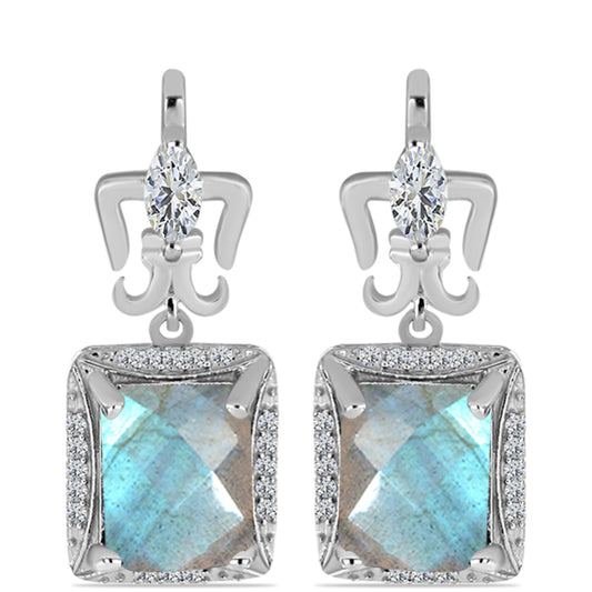 Cercei din Argint 925 ( 5.52 grame ) cu Gullgruvene Labradorit și Topaz Alb 6.85 Carate