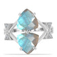 Inel din Argint 925 ( 4.01 grame ) cu Gullgruvene Labradorit și Topaz Alb 4.25 Carate