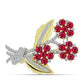 Broşă din Argint 925 Placat cu Aur ( 6.29 grame ) cu Rubin Malagasy și Topaz Alb 3.53 Carate