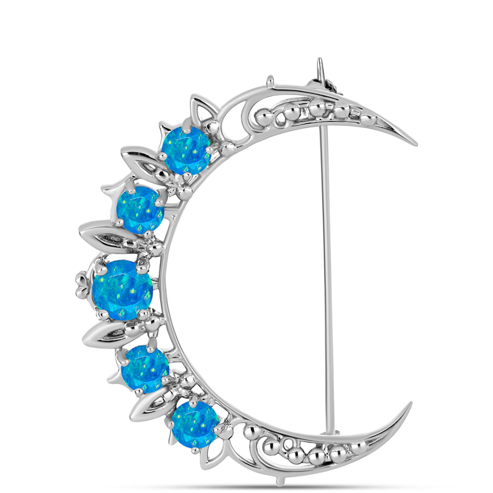 Broşă din Argint 925 ( 4.22 grame ) cu Opal Albastru Etiopian Paraiba 0.82 Carate 1 