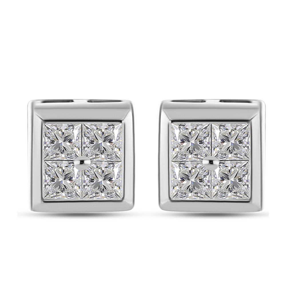 Cercei din Argint 925 ( 2.15 grame ) cu Diamant Alb 0.39 Carate 1 
