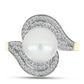 Inel din Argint 925 Placat cu Aur ( 4.59 grame ) cu Perlă de Apă Dulce Albă și Topaz Alb 6.04 Carate