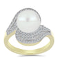 Inel din Argint 925 Placat cu Aur ( 4.59 grame ) cu Perlă de Apă Dulce Albă și Topaz Alb 6.04 Carate