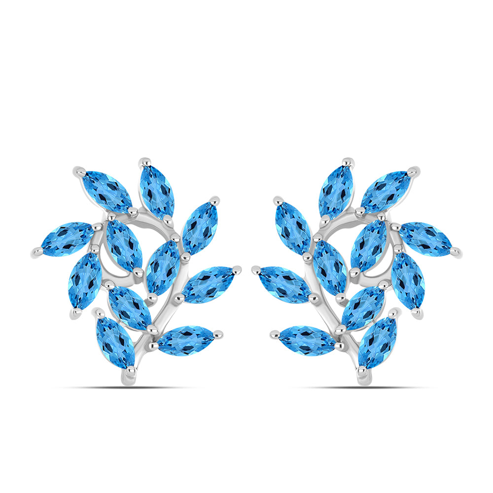 Cercei din Argint 925 ( 4.26 grame ) cu Topaz Swiss Blue 3.48 Carate