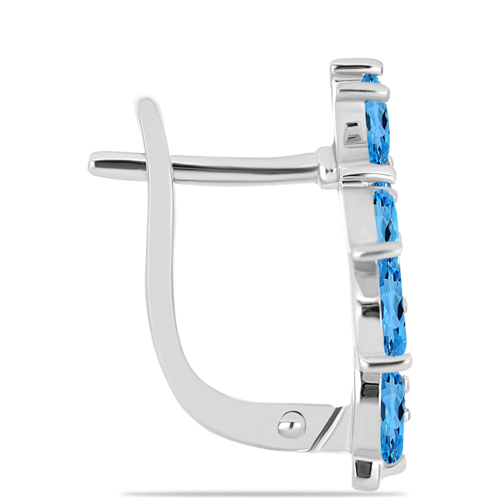Cercei din Argint 925 ( 4.26 grame ) cu Topaz Swiss Blue 3.48 Carate 2 