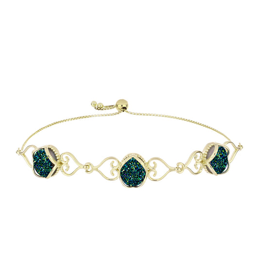 Brățară din Argint 925 Placat cu Aur ( 8.56 grame ) cu Drusy Verde 7.62 Carate