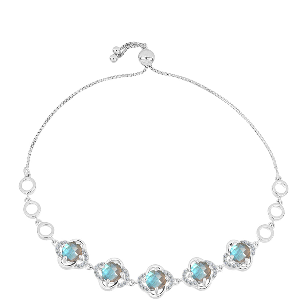 Brățară din Argint 925 ( 8.91 grame ) cu Gullgruvene Labradorit și Topaz Alb 4.78 Carate 1 