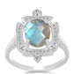 Inel din Argint 925 ( 3.42 grame ) cu Gullgruvene Labradorit și Topaz Alb 2.6 Carate