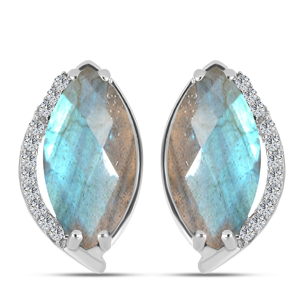 Cercei din Argint 925 ( 4.97 grame ) cu Gullgruvene Labradorit și Topaz Alb 6.97 Carate 1 