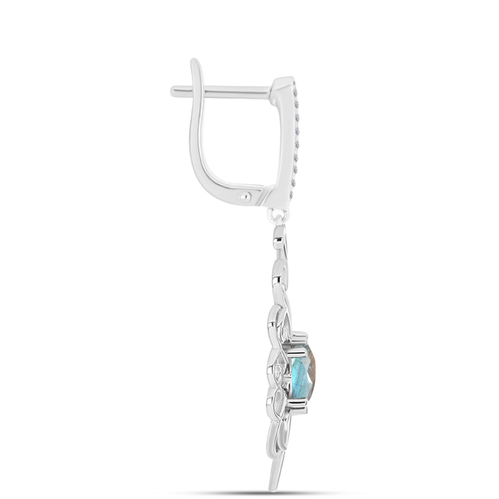 Cercei din Argint 925 ( 6 grame ) cu Gullgruvene Labradorit și Topaz Alb 2.52 Carate 2 