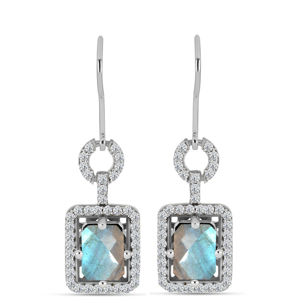 Cercei din Argint 925 ( 3.76 grame ) cu Gullgruvene Labradorit și Topaz Alb 2.37 Carate